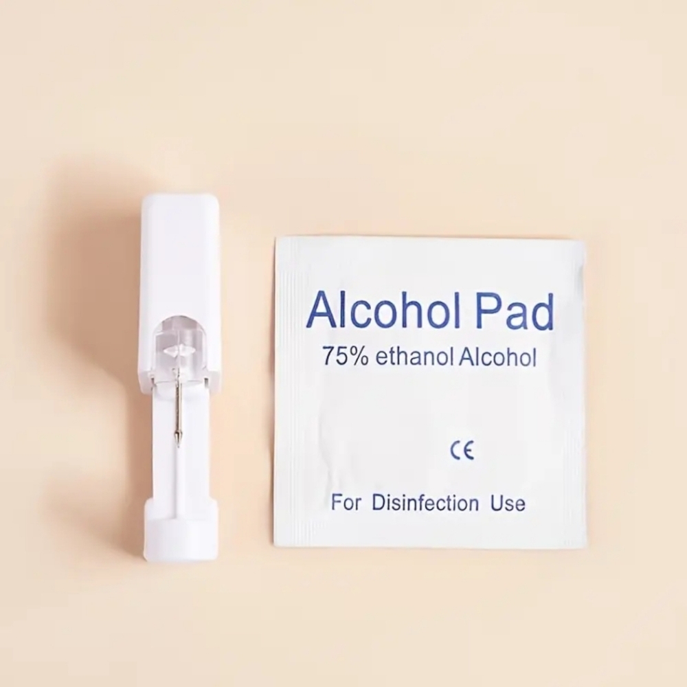 Sale STAINLESS STEEL CZ self nose ear piercing set. Quick painless - Picture 4 of 13